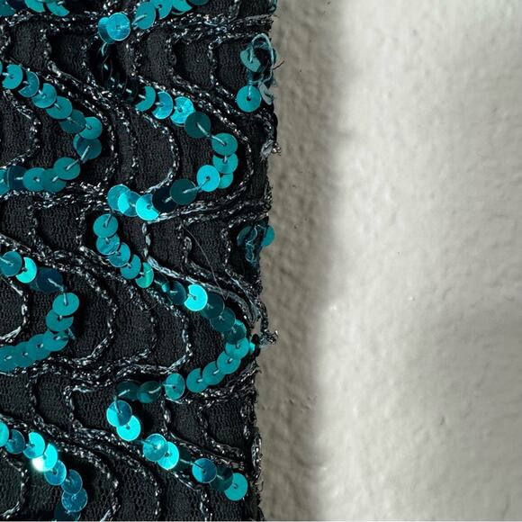 Vintage Climax Emerald Green Sequin Beaded Fringe Fitted Dress Size 9/10 - Picture 4 of 6